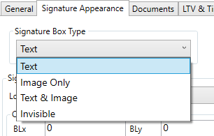 Signature Box Type Settings